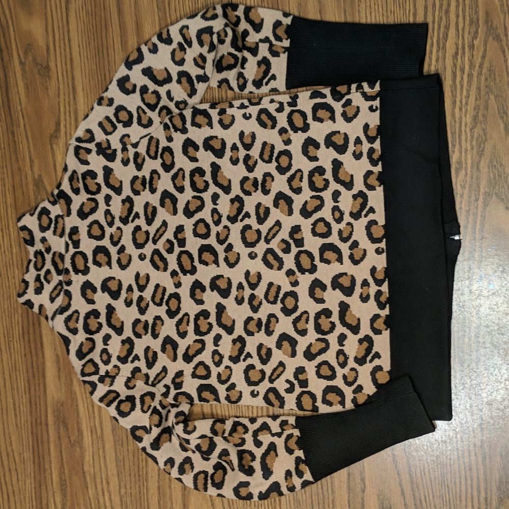 Rachel Zoe Leopard Print Full Zip Sweater XS - Picture 3 of 7